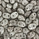 SuperDuo Beads 2.5x5mm Silver Luster - Jet
